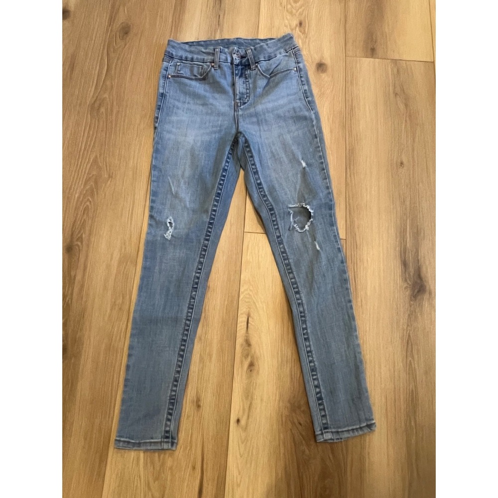 Seven7 Womens Jeans Size 6 Blue Distressed Skinny Slim Stretch Denim Low Rise